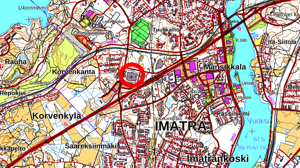 Kartta Imatran Kerta-talon sijainnista