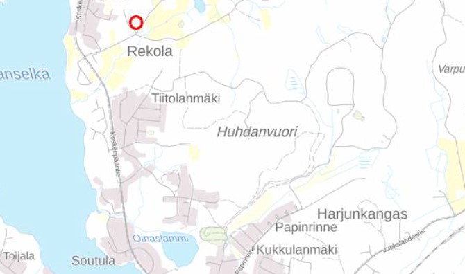 Kuvassa on karttakuva saha-alueesta.