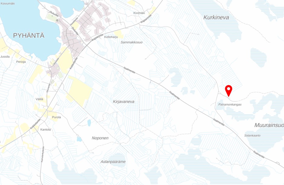 Karttakuvaan on merkitty entisen ampumaradan sijainti.