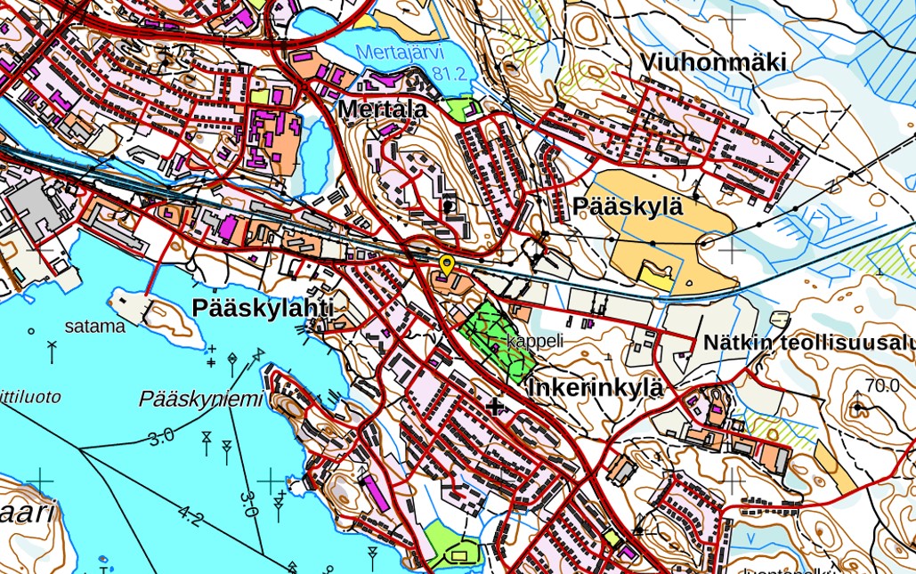 Karttakuva, johon on merkitty Savonlinnan vanhan kaatopaikan alue.